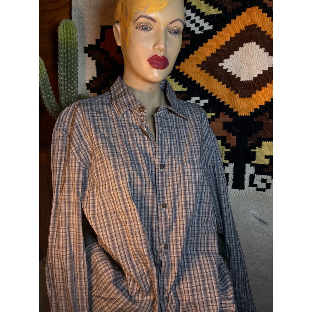 Joseph Abboud Button Down Mens XL Blue Plaid Excellent Long Sleeve Cotton Shirt